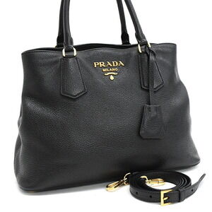 Prada Vitello Phenix Tote Handbag Black Leather